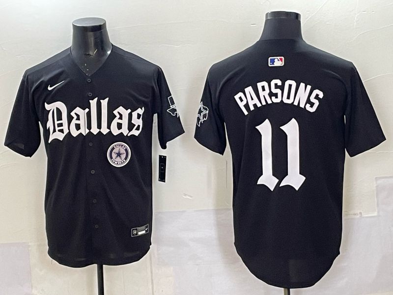 Men 2025 Nike Dallas Cowboys #11 Parsons Black 5th generation Joint Name Limited NFL Jersey 07